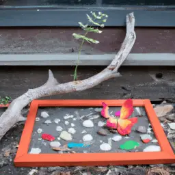 A sand tray with a butterfly in it.