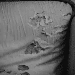 A black and white photo of a couch.
